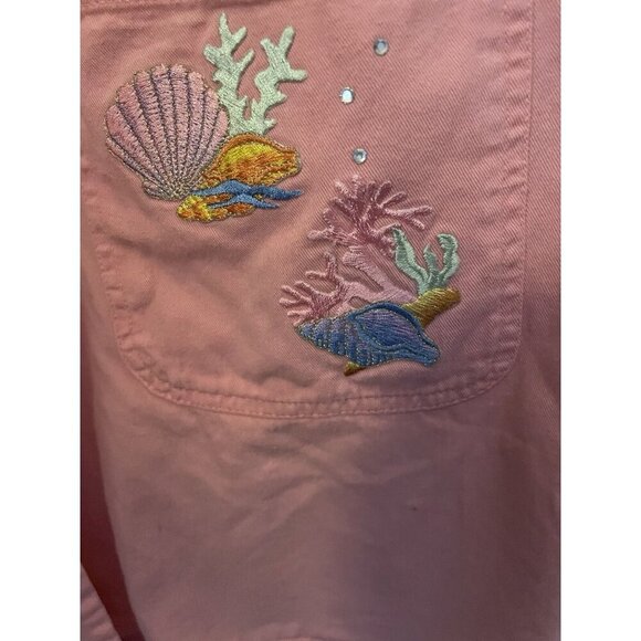 VintageTia Designs Dress Womens Sz L Pink Cotton Embroidered Fish Wearable Art - Picture 5 of 11